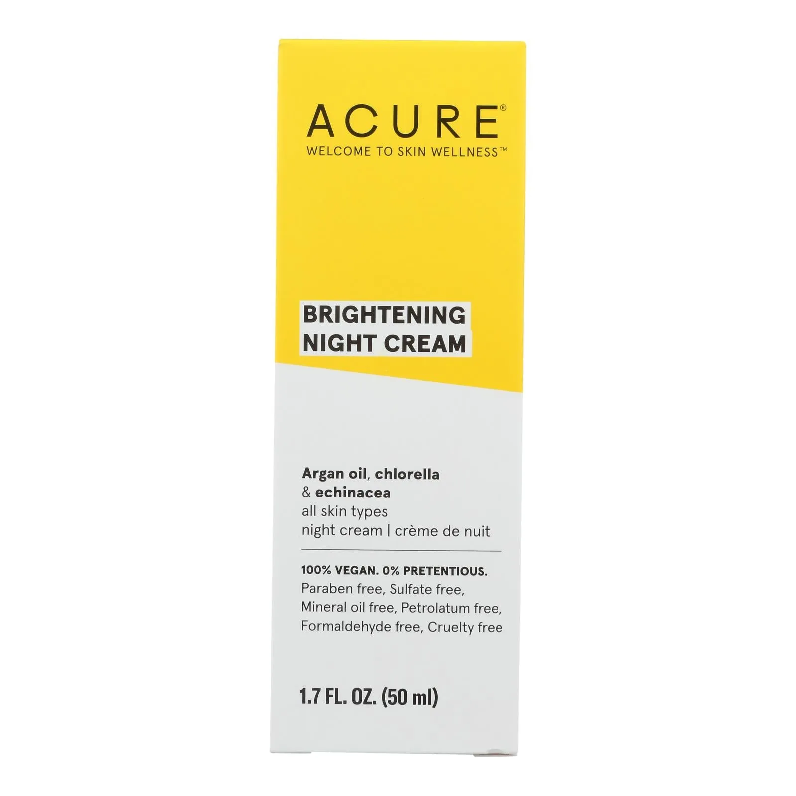 Acure - Night Cream - Argan Extract And Chlorella - 1.75 Fl Oz.