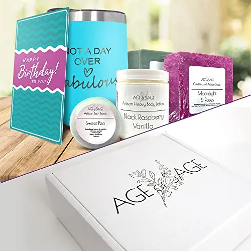 Age of Sage Fabulous Box - Soap, Bath Bomb, Body Lotion, and Tumbler Set - Spa Baskets For a Birthday, Mothers Day, and Anniversary - Unique Bath Kit for Sister, Mother, Daughter, New Mom, Niece