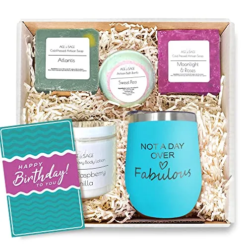 Age of Sage Fabulous Box - Soap, Bath Bomb, Body Lotion, and Tumbler Set - Spa Baskets For a Birthday, Mothers Day, and Anniversary - Unique Bath Kit for Sister, Mother, Daughter, New Mom, Niece