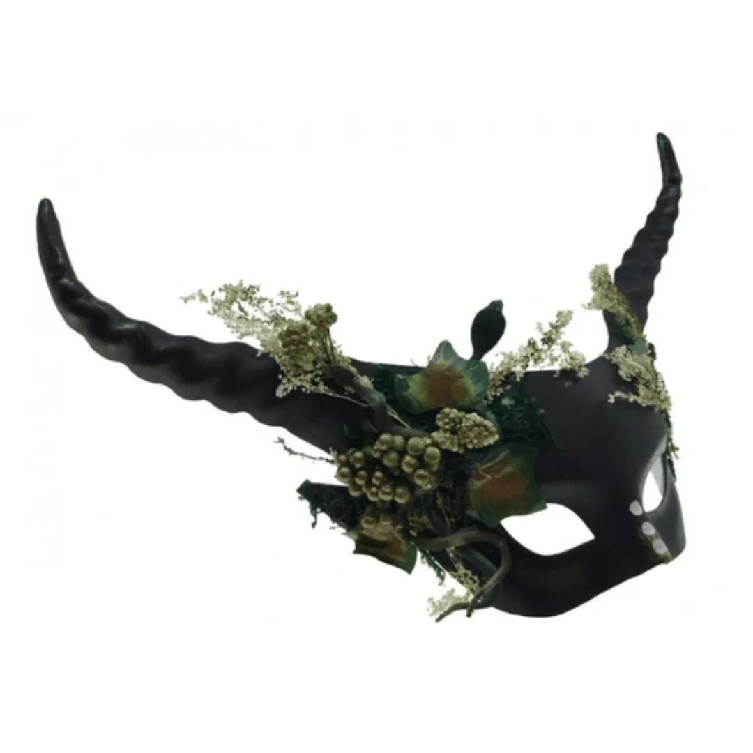 Black Two Horned Half Mask