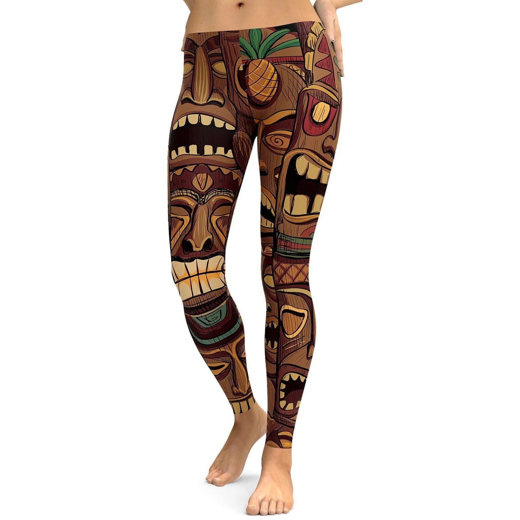 Hawaiian Tiki Masks Leggings