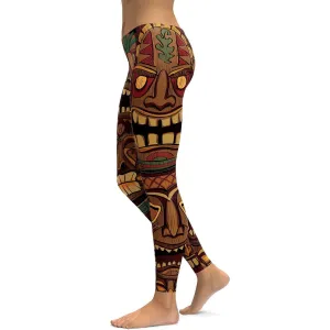 Hawaiian Tiki Masks Leggings