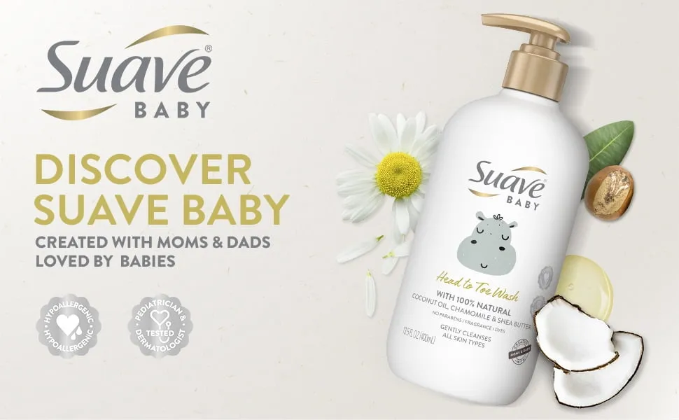 Suave Baby Head to Toe Body Wash with Coconut Oil, Chamomile & Shea Butter, 13.5 oz